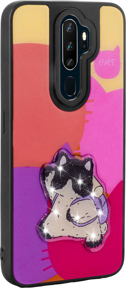 Oppo A5 2020 Kılıf Parlayan Kabartmalı Ikonik Figürlü Mnc Amas Silikon Kapak-Mor