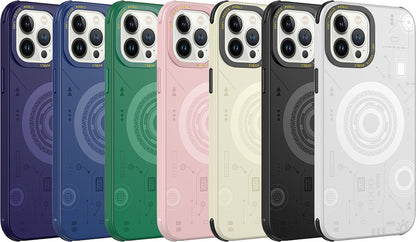Apple iPhone 12 Pro Max Kılıf Mnc Wireless Şarj Özellikli Desenli Hot Kapak-Gold