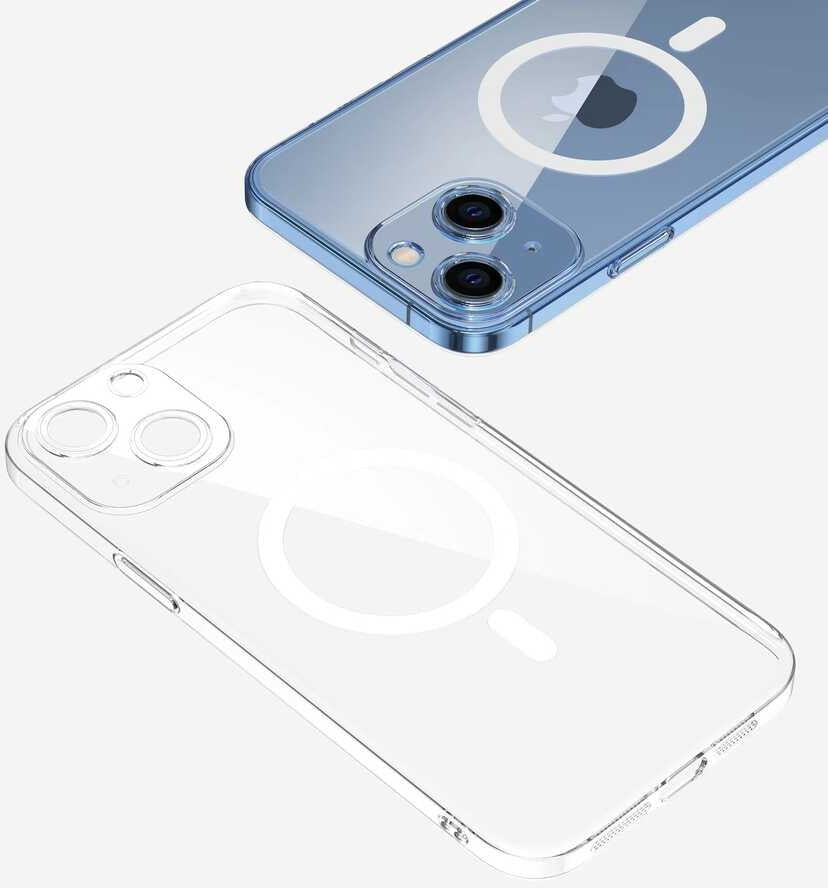 Apple iPhone 14 Plus Kılıf Kamera Korumalı Magsafe Sert Pc Mnc Porto Kapak-Renksiz