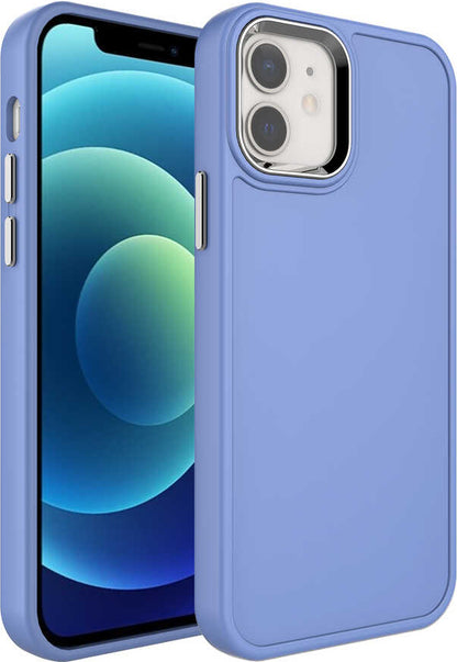 Apple iPhone 11 Kılıf Metal Çerçeve ve Buton Tasarımlı Sert Mnc Botox Kapak-Lavendery Gray