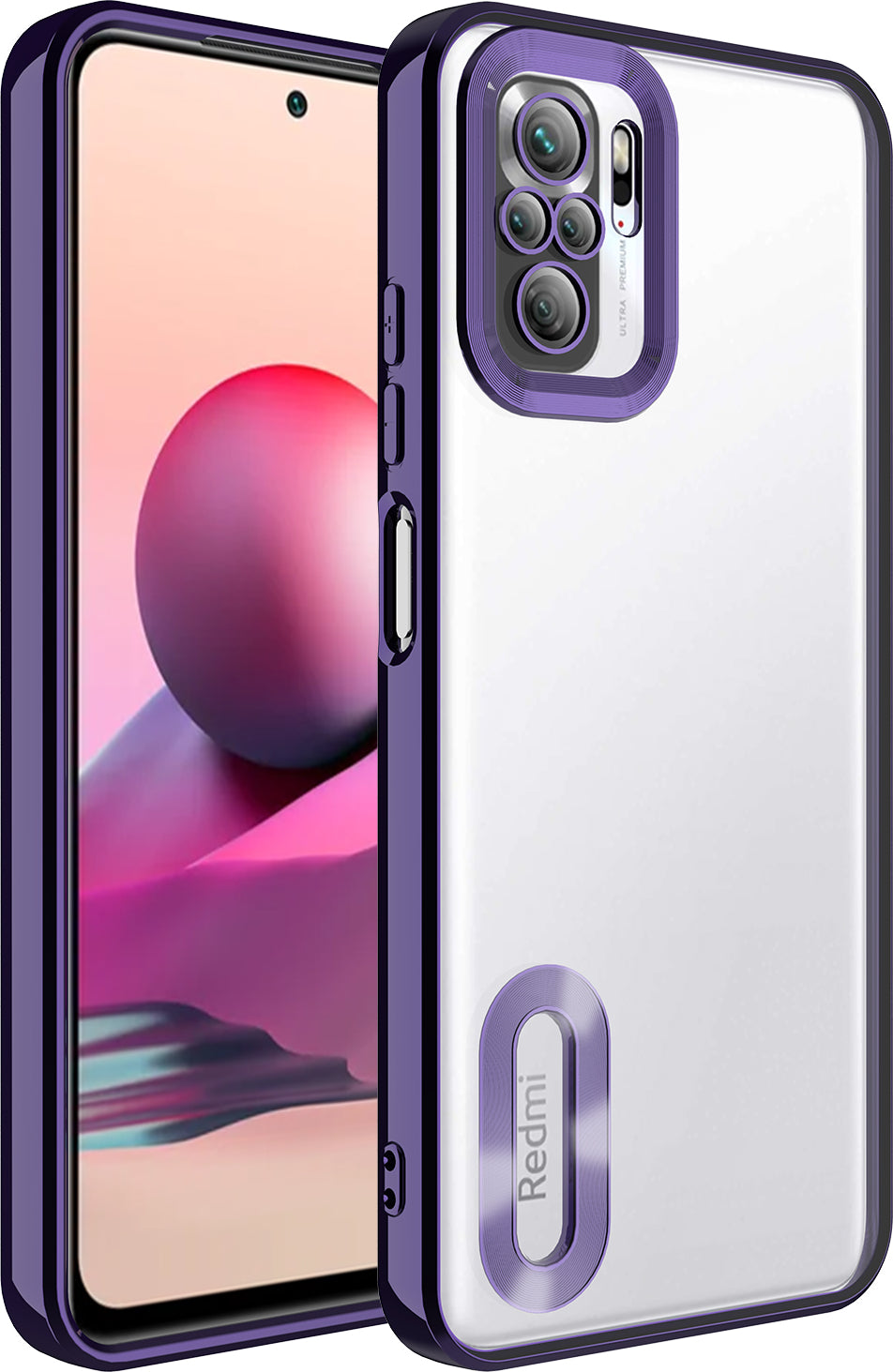Xiaomi Redmi Note 10S Kılıf Kamera Korumalı Logo Gösteren Mnc Omega Kapak-Derin Mor