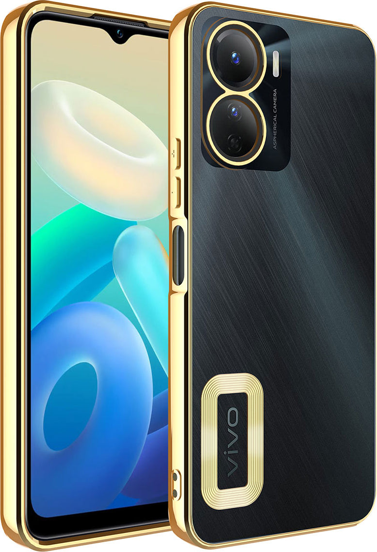 Vivo Y16 Kılıf Kamera Korumalı Logo Gösteren Mnc Omega Kapak-Gold