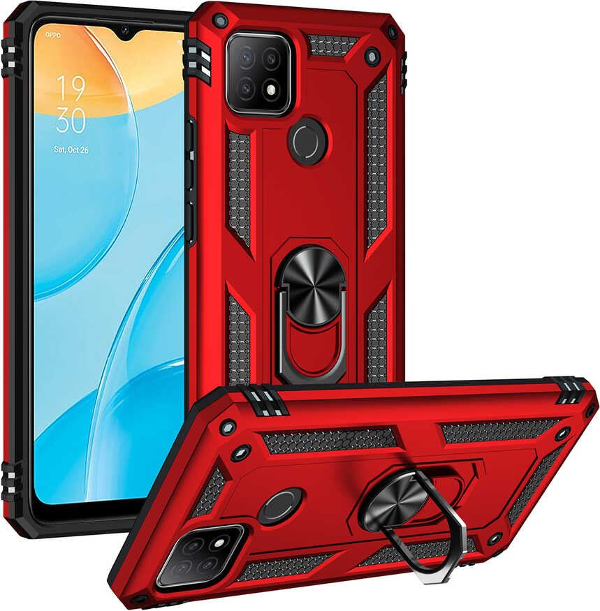 Oppo A15S Kılıf Mnc Vega Kapak-Kırmızı
