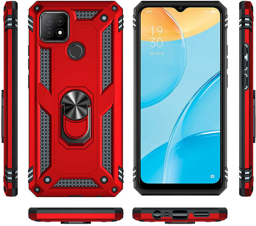 Oppo A15S Kılıf Mnc Vega Kapak-Kırmızı