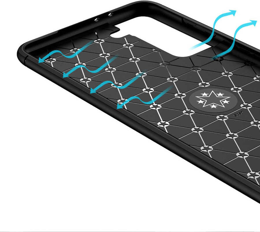 Galaxy S21 Plus Kılıf Mnc Ravel Silikon Kapak-Siyah