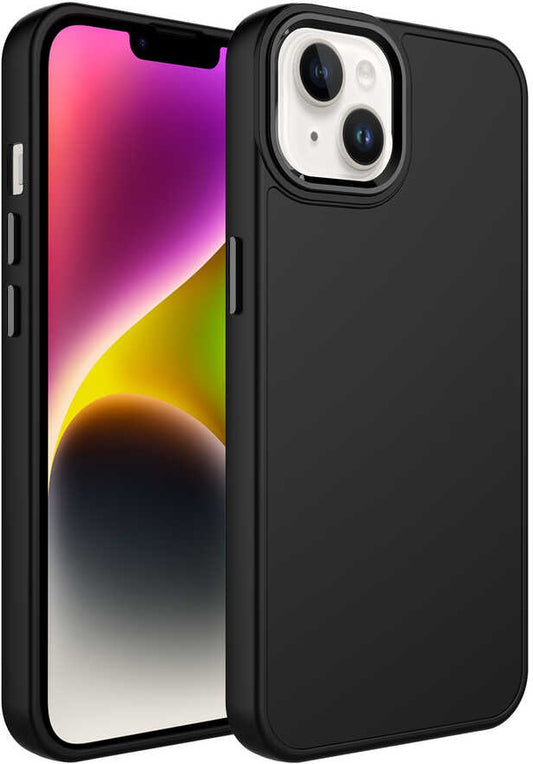 Apple iPhone 14 Plus Kılıf Metal Çerçeve ve Buton Tasarımlı Silikon Mnc Luna Kapak-Siyah
