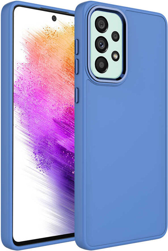 Galaxy A53 5g Kılıf Metal Çerçeve ve Buton Tasarımlı Silikon Mnc Luna Kapak-Lavendery Gray
