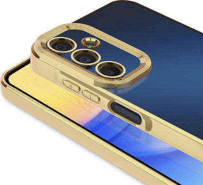 Galaxy A25 Kılıf Kamera Korumalı Logo Gösteren Mnc Omega Kapak-Gold