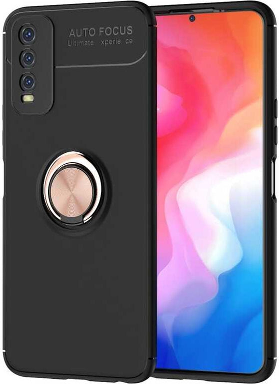 Vivo Y11S Kılıf Mnc Ravel Silikon Kapak-Siyah-Rose Gold