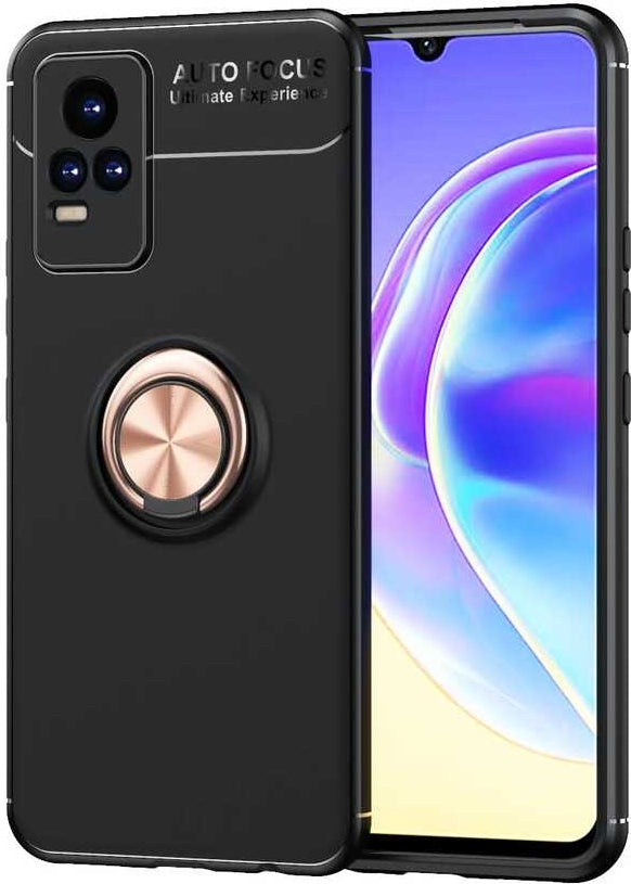 Vivo V21E Kılıf Mnc Ravel Silikon Kapak-Siyah-Rose Gold