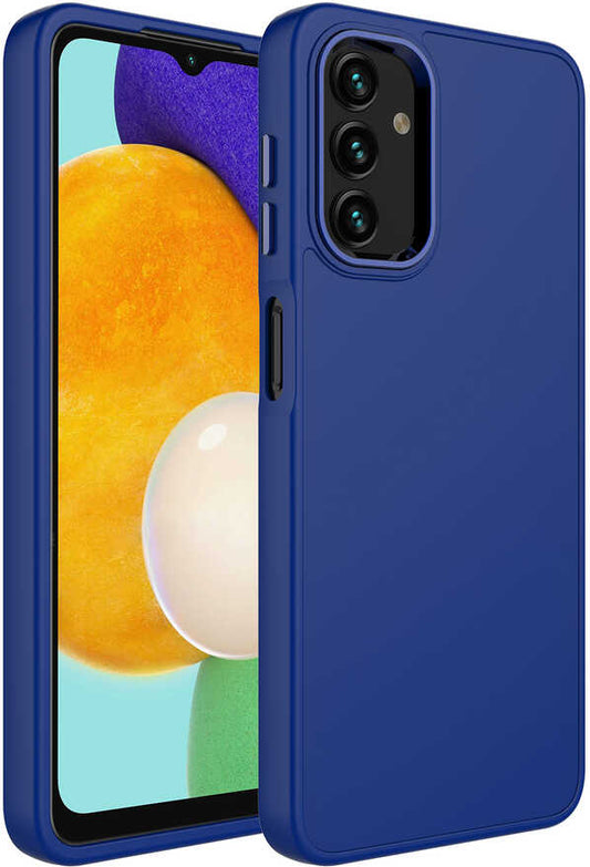 Galaxy A13 4g Kılıf Metal Çerçeve ve Buton Tasarımlı Silikon Mnc Luna Kapak-Lacivert