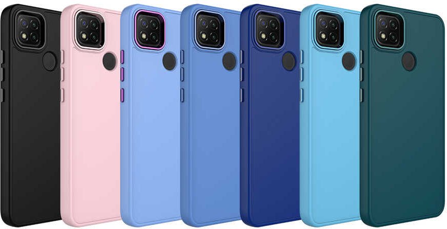 Xiaomi Redmi 10A Kılıf Metal Çerçeve ve Buton Tasarımlı Silikon Mnc Luna Kapak-Lila