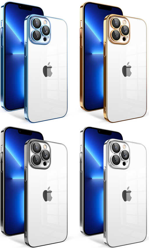 Apple iPhone 12 Pro Kılıf Kamera Korumalı Renkli Çerçeveli Mnc Garaj Kapak-Gümüş