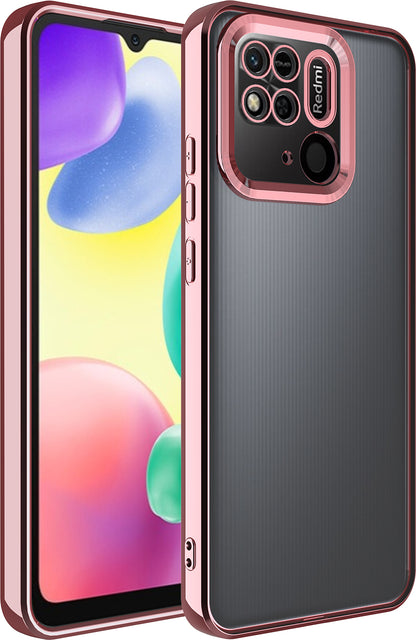 Xiaomi Redmi 10C Kılıf Kamera Korumalı Logo Gösteren Mnc Omega Kapak-Rose Gold