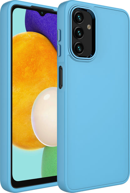 Galaxy A04 Kılıf Metal Çerçeve ve Buton Tasarımlı Silikon Mnc Luna Kapak-Sierra Mavi