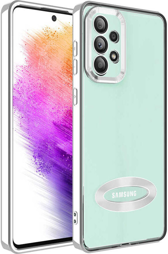 Galaxy A53 5g Kılıf Kamera Korumalı Logo Gösteren Mnc Omega Kapak-Gümüş