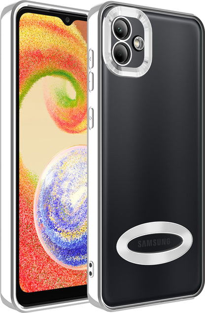 Galaxy A04 Kılıf Kamera Korumalı Logo Gösteren Mnc Omega Kapak-Gümüş