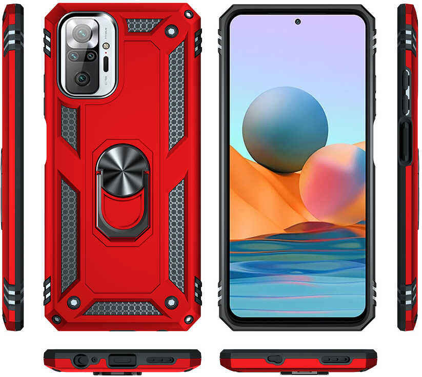 Xiaomi Redmi Note 10 Pro Kılıf Mnc Vega Kapak-Kırmızı
