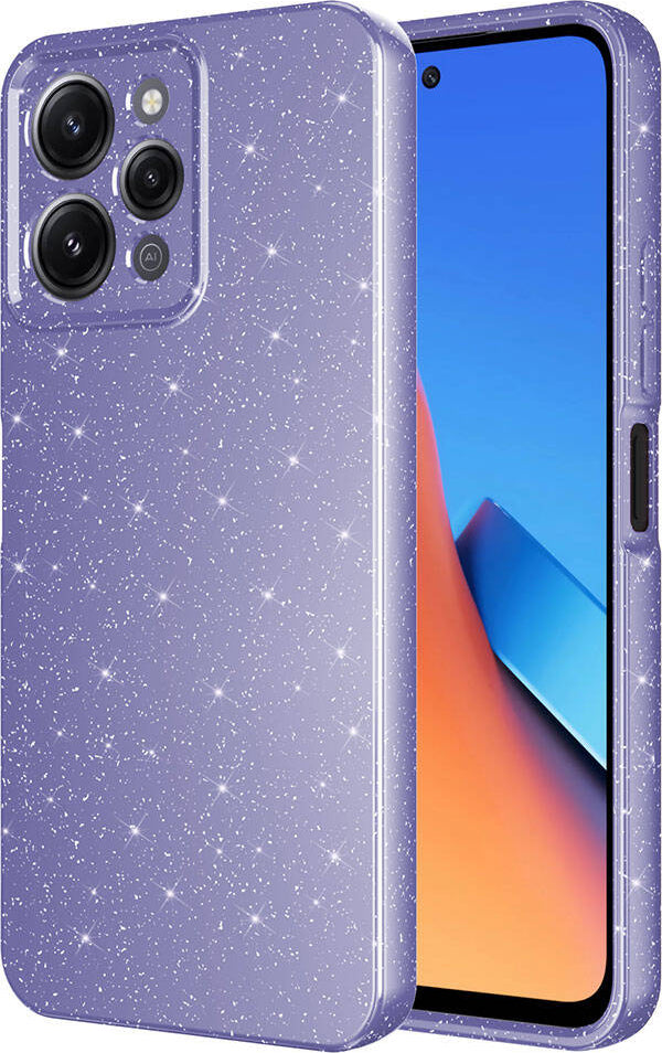 Xiaomi Redmi 12 Kılıf Kamera Korumalı Simli Lüks Mnc Koton Kapak-Mor