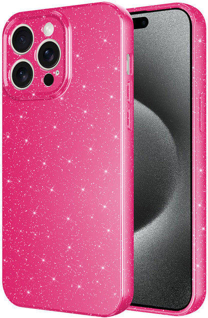 Apple iPhone 15 Pro Kılıf Kamera Korumalı Simli Lüks Mnc Koton Kapak-Pembe Koyu