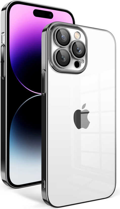 Apple iPhone 14 Pro Max Kılıf Kamera Korumalı Renkli Çerçeveli Mnc Garaj Kapak-Siyah