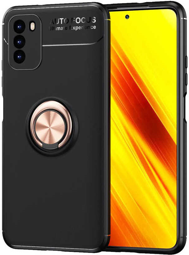 Xiaomi Poco M3 Kılıf Mnc Ravel Silikon Kapak-Siyah-Rose Gold