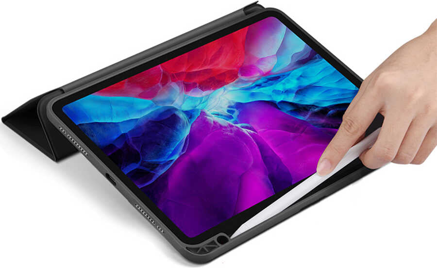iPad Air 11 2025 M3 Kılıf Mnc Nort Arkası Şeffaf Standlı Kılıf - Pembe
