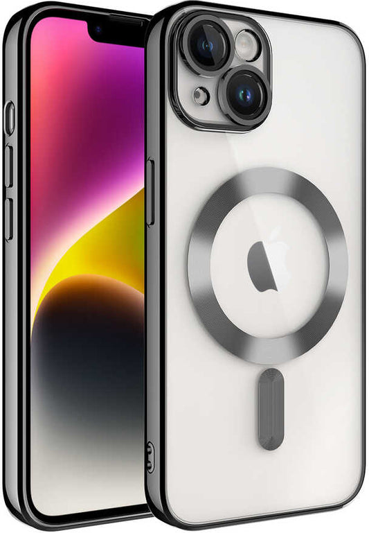 Apple iPhone 14 Plus Kılıf Kamera Korumalı Magsafe Wireless Şarj Özellikli Mnc Demre Kapak-Siyah