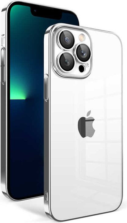 Apple iPhone 13 Pro Max Kılıf Kamera Korumalı Renkli Çerçeveli Mnc Garaj Kapak-Gümüş