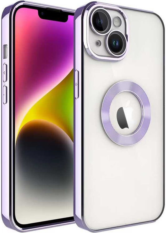 Apple iPhone 14 Plus Kılıf Kamera Korumalı Logo Gösteren Mnc Omega Kapak-Lila