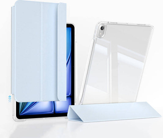 apple iPad Air 11 2024 Kılıf Magnetik Ayrılabilen Airbagli Uyumlu Mnc Sliding Tablet Kılıfı-Mavi Açık