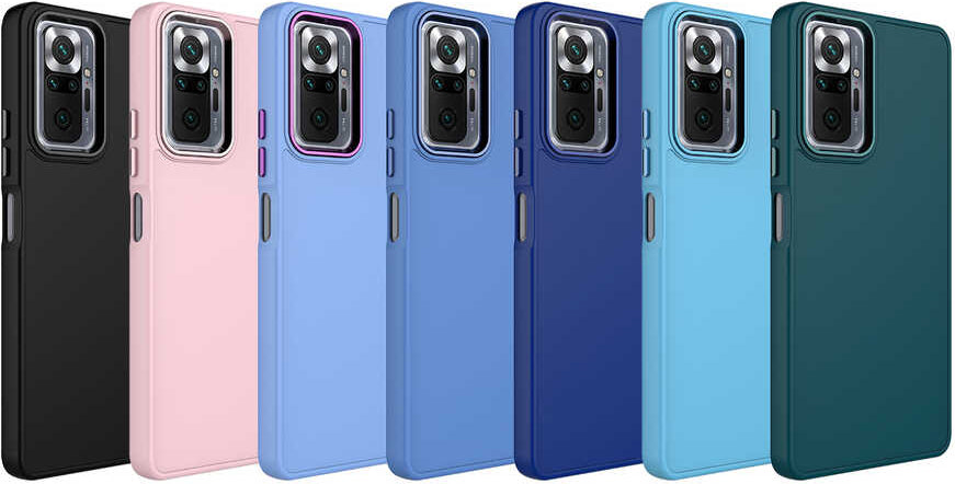 Xiaomi Redmi Note 10 Pro Kılıf Metal Çerçeve ve Buton Tasarımlı Silikon Mnc Luna Kapak-Lavendery Gray