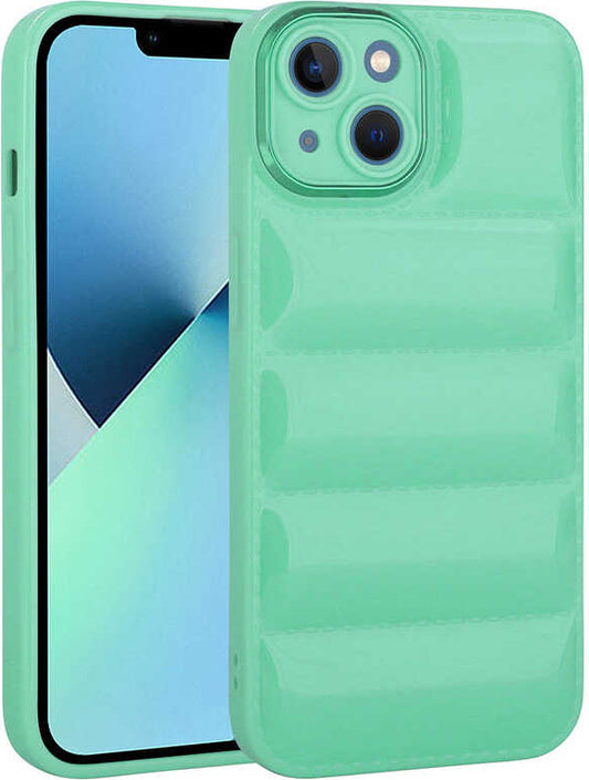 Apple iPhone 14 Kılıf Kamera Korumalı Parlak Airbag'li Mnc Galya Kapak-Su Yeşil