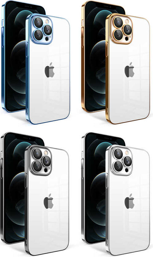 Apple iPhone 12 Pro Max Kılıf Kamera Korumalı Renkli Çerçeveli Mnc Garaj Kapak-Gold