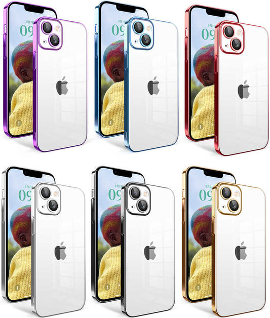 Apple iPhone 14 Kılıf Kamera Korumalı Renkli Çerçeveli Mnc Garaj Kapak-Siyah