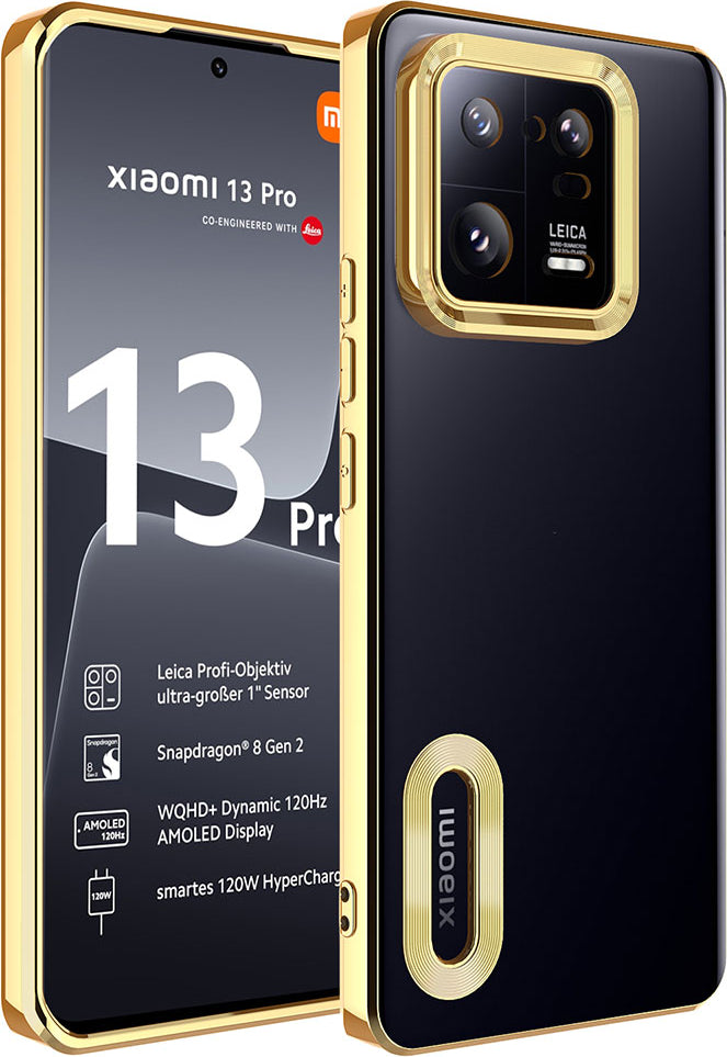 Xiaomi Mi 13 Pro Kılıf Kamera Korumalı Logo Gösteren Mnc Omega Kapak-Gold