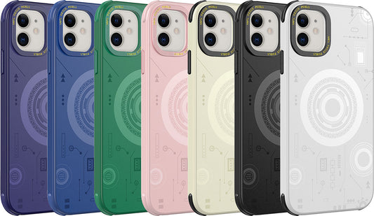 Apple iPhone 11 Kılıf Mnc Wireless Şarj Özellikli Desenli Hot Kapak-Lacivert