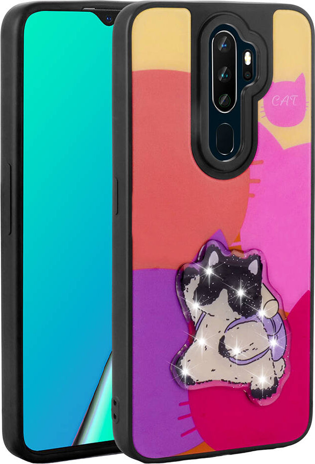 Oppo A9 2020 Kılıf Parlayan Kabartmalı Ikonik Figürlü Mnc Amas Silikon Kapak-Mor