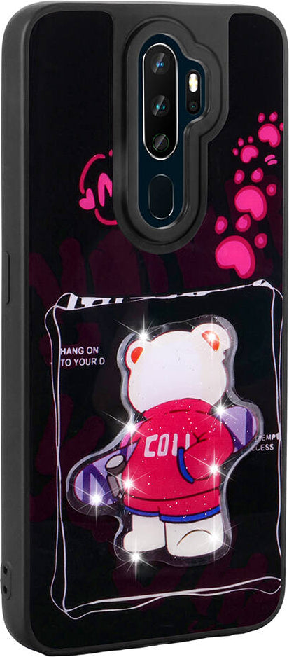 Oppo A9 2020 Kılıf Parlayan Kabartmalı Ikonik Figürlü Mnc Amas Silikon Kapak-Mor