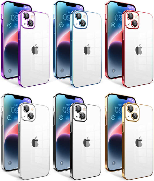 Apple iPhone 14 Plus Kılıf Kamera Korumalı Renkli Çerçeveli Mnc Garaj Kapak-Siyah
