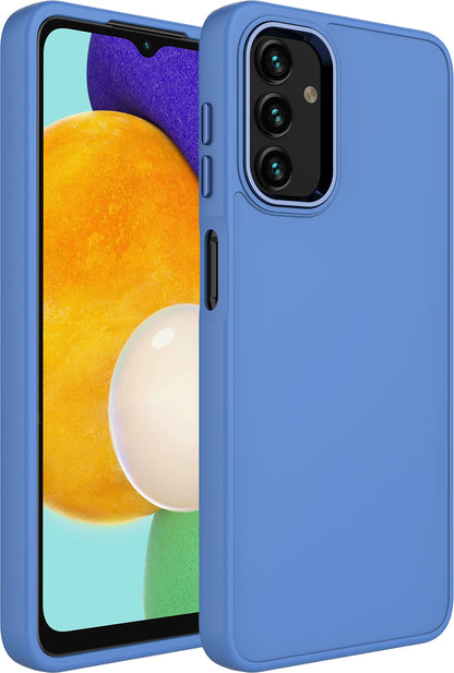 Galaxy A04S Kılıf Metal Çerçeve ve Buton Tasarımlı Silikon Mnc Luna Kapak-Lavendery Gray
