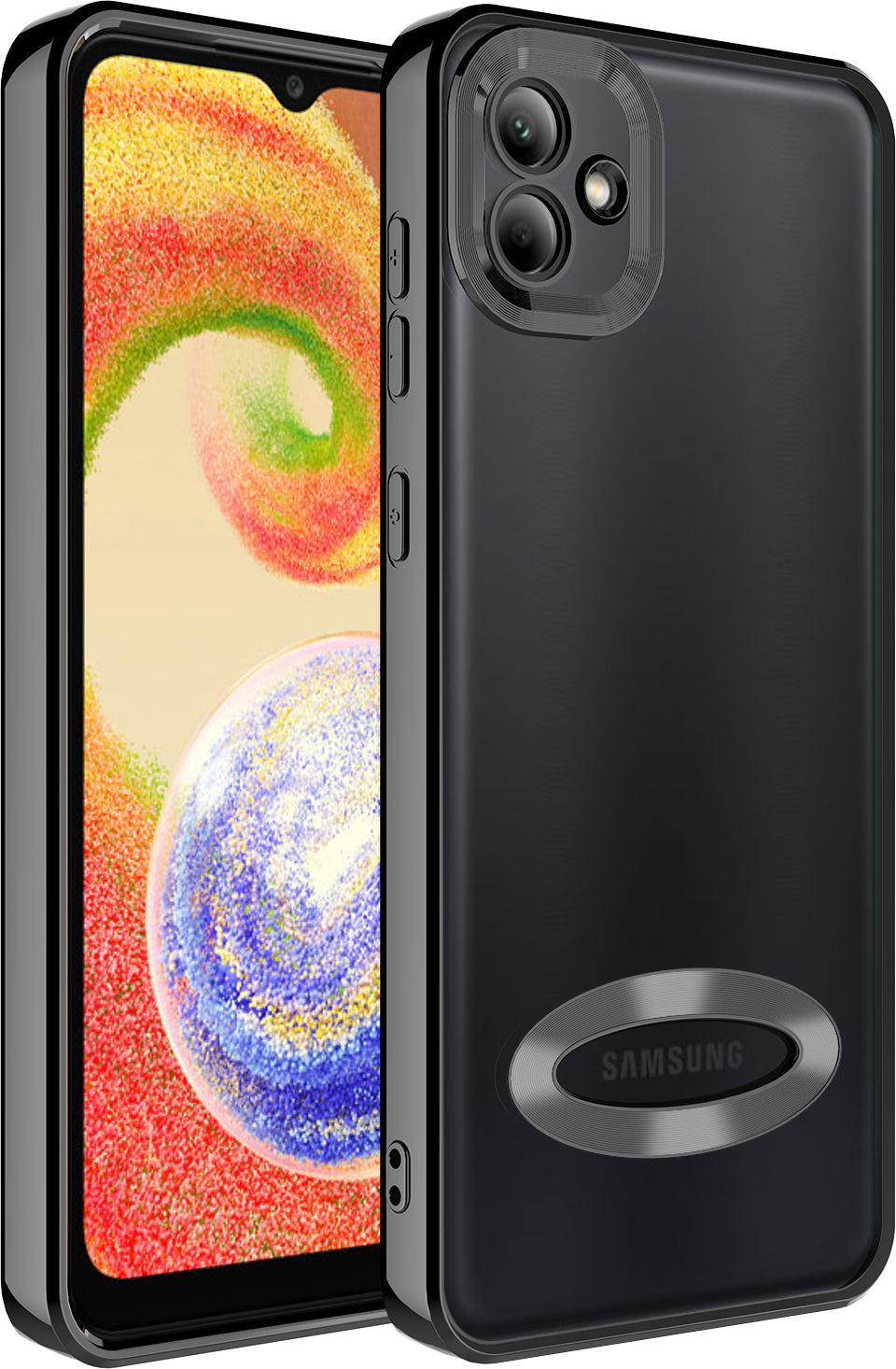 Galaxy A04 Kılıf Kamera Korumalı Logo Gösteren Mnc Omega Kapak-Siyah