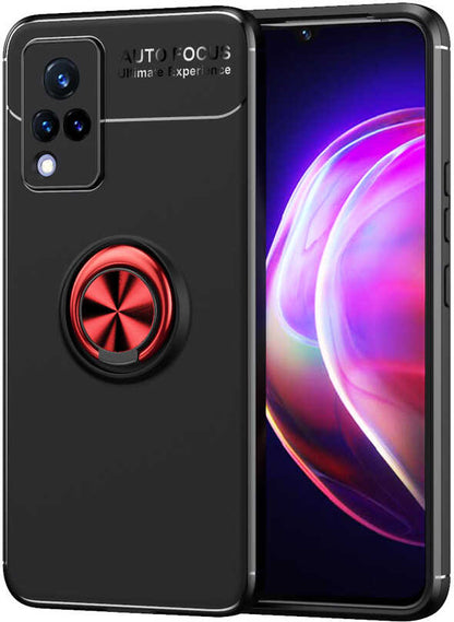Vivo V21 Kılıf Mnc Ravel Silikon Kapak-Siyah-Kırmızı