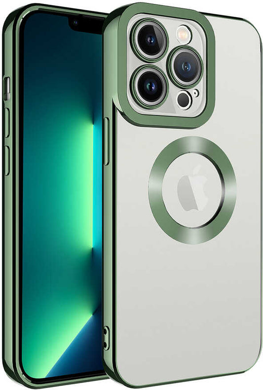 Apple iPhone 11 Pro Max Kılıf Kamera Korumalı Logo Gösteren Mnc Omega Kapak-Yeşil