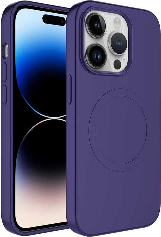 Apple iPhone 11 Pro Kılıf Magsafe Wireless Şarj Özellikli Pastel Renk Silikon Mnc Plas Kapak-Mürdüm