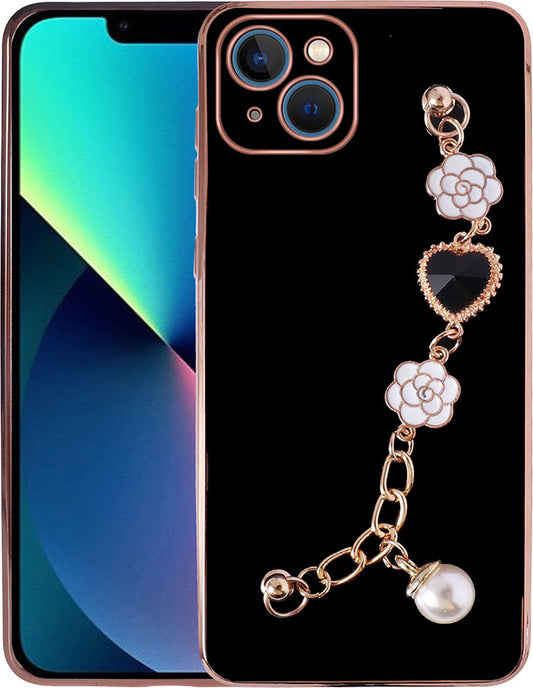 Apple iPhone 14 Plus Kılıf El Tutamaçlı Kamera Korumalı Mnc Taka Silikon Kapak-Siyah