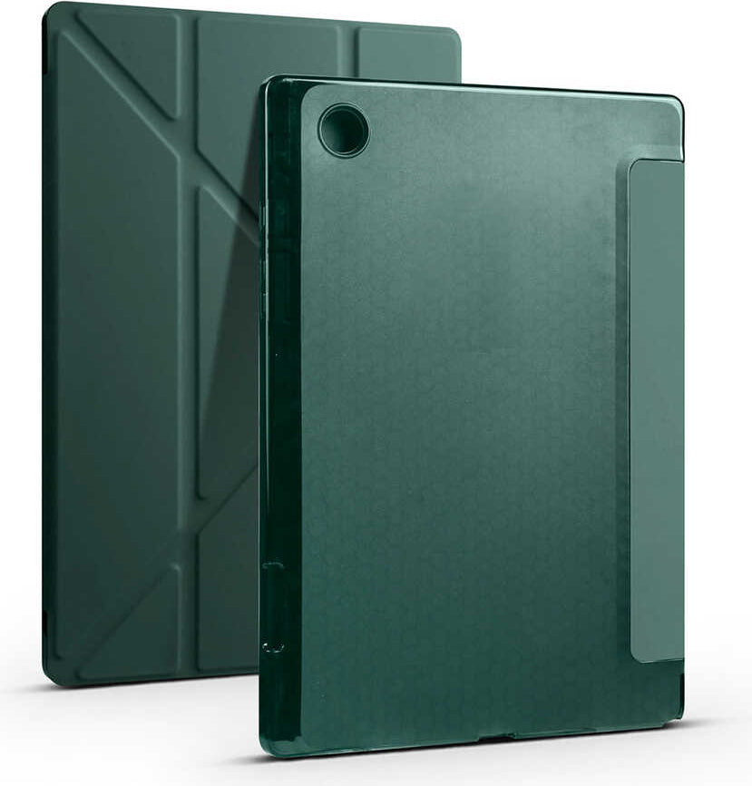 Galaxy Tab A8 10.5 SM-X200 (2021) Kılıf  Uyumlu Mnc Tri Folding Kalem Bölmeli Standlı Kılıf-Koyu Yeşi