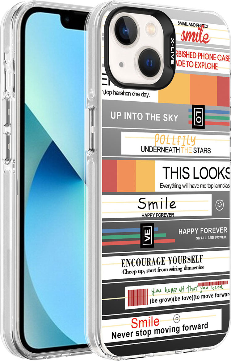 Apple iPhone 13 Kılıf Desenli Mnc Silver Sert Kapak-Mottolar