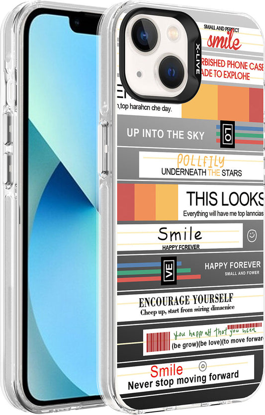 Apple iPhone 13 Kılıf Desenli Mnc Silver Sert Kapak-Mottolar