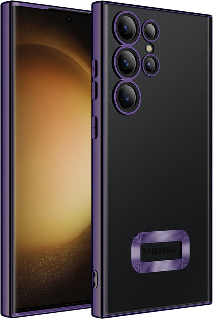 Galaxy S23 Ultra Kılıf Kamera Korumalı Logo Gösteren Mnc Omega Kapak-Derin Mor